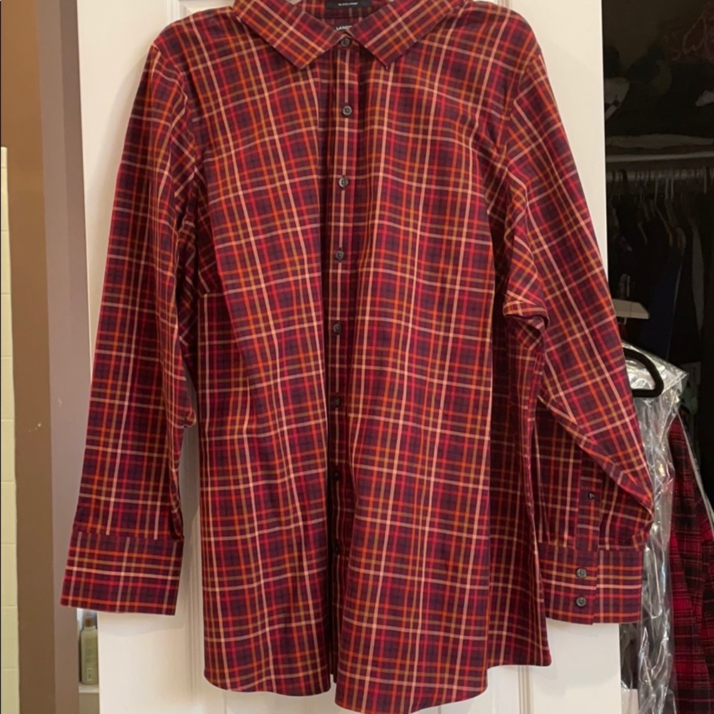 26w lands end no iron supima cotton long sl shirt